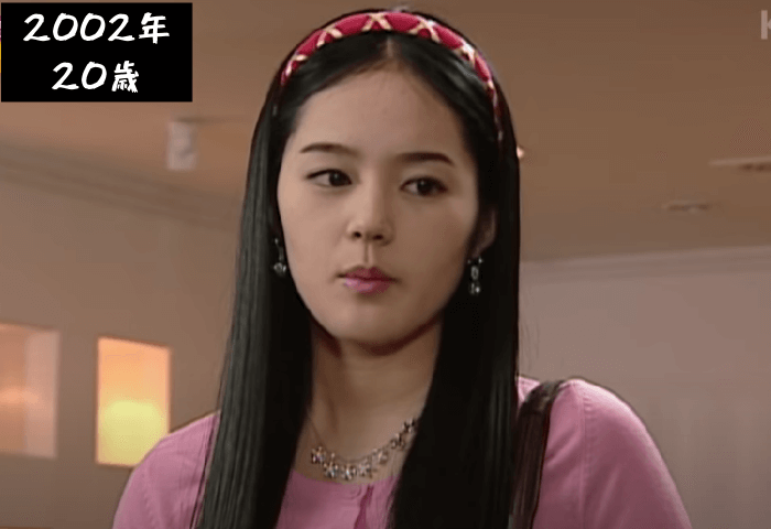 韓国女優ハンガインが20歳の時の画像
ドラマ「太陽の誘惑」の出演シーン
ピンクのカーディガンを着用して、ピアスをしている